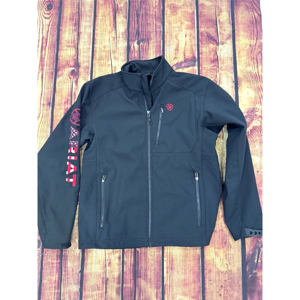 Ariat Men's Black Softshell Full Zip Jacket Stand-Up Collar Regular Fit M